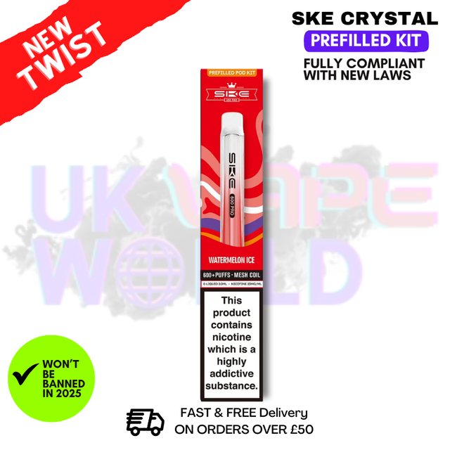 Watermelon ICE SKE CRYSTAL Bar Pro 600 Puff Prefilled Pod Kit