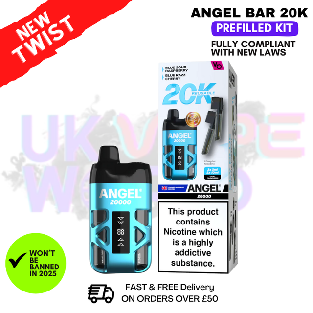 Shop SKY Blue Edition Angel Bar 20K Puff Twist Prefilled Pod Kit - £11.99 - UK Vape World