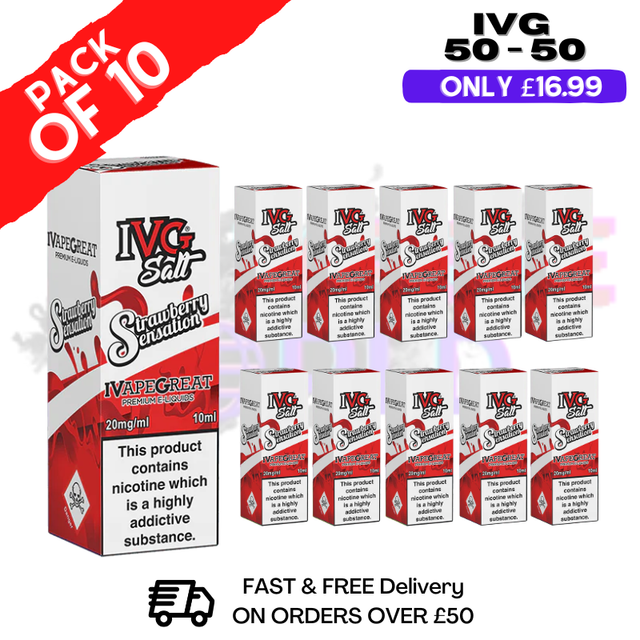 Strawberry Sensation IVG 50/50 Eliquid Box Of 10