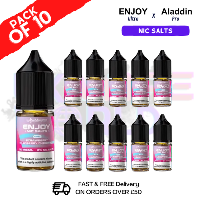 Shop Straw Rasp Cherry ICE Enjoy Ultra 9000 Nic Salt Box Of 10 - UK Vape World