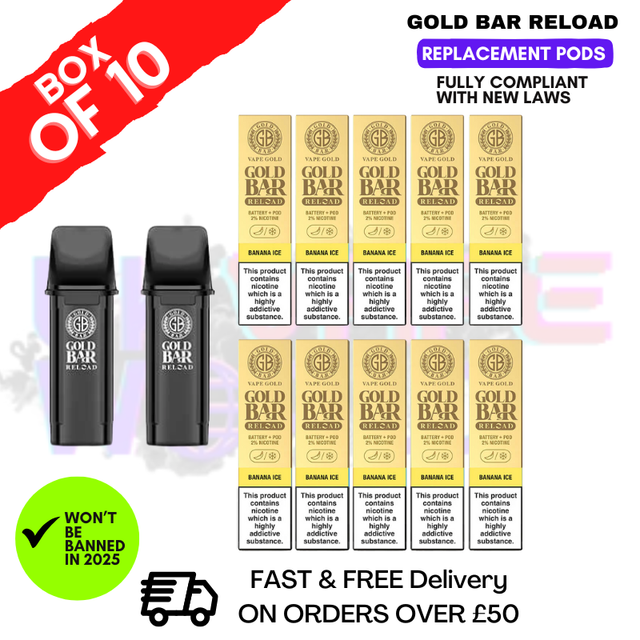 Shop Banana ICE Gold Bar Reload Prefilled Pods Box of 10 - UK Vape World