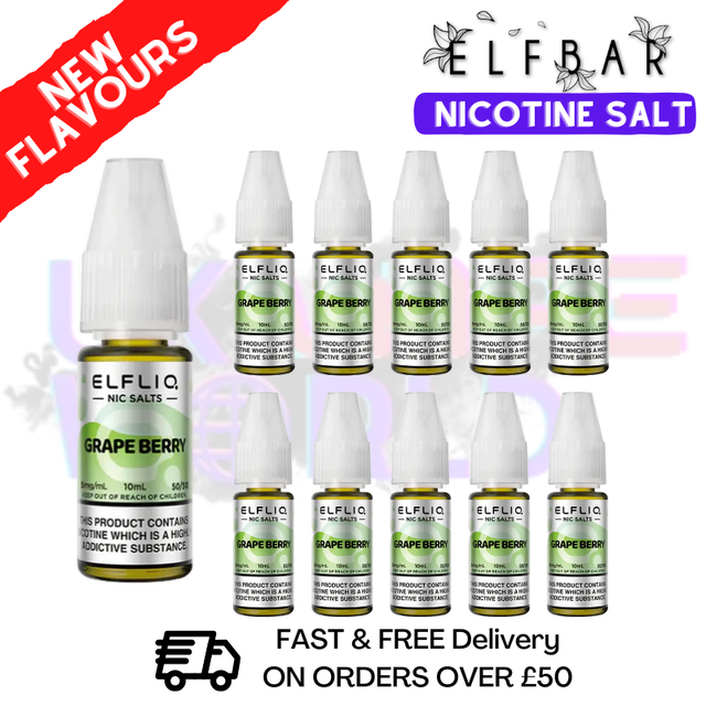 Shop Grape Berry ElfLiq Nic Salt BOX OF 10 - ONLY £14.99 - UK Vape World