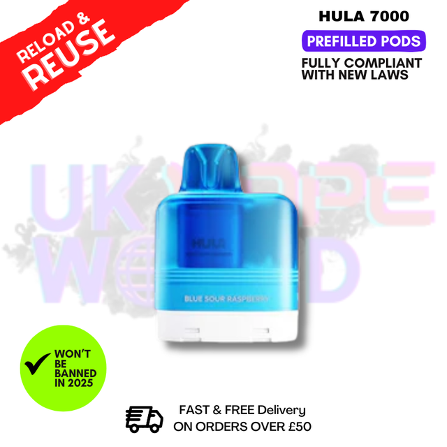 Blue Sour Raspberry Hula 7K Puff Prefilled Pod REPLACEMENT