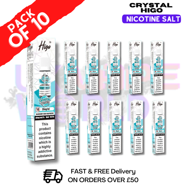 Blueberry Sour Raspberry Crystal Higo Nic Salt Box Of 10