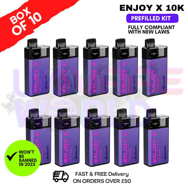 Shop Grape Enjox X 10K Puff Prefilled Pod Kits Box Of 10 - UK Vape World