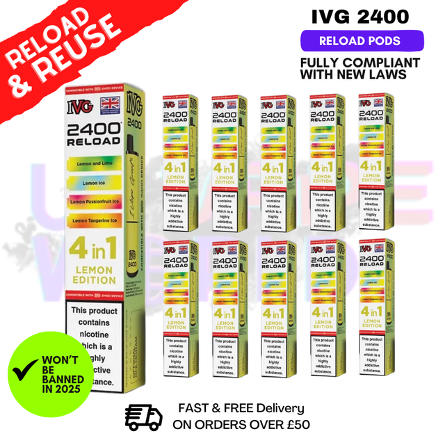 Lemon Edition IVG 2400 RELOAD Pods - Box Of 10