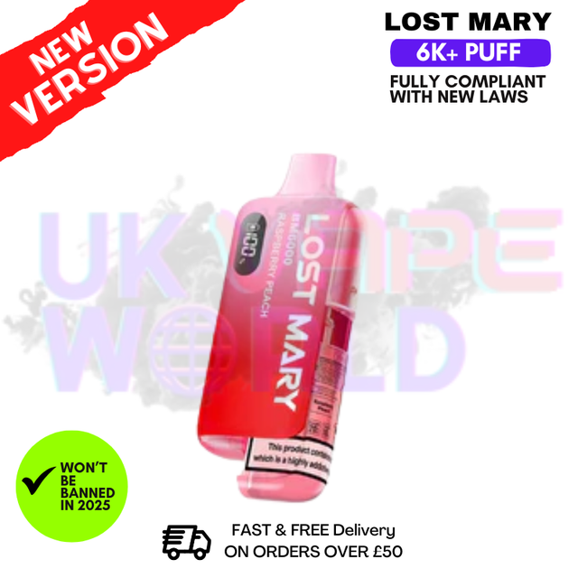 Raspberry Peach Lost Mary 6K Puff Pod Kit - Only £8.99