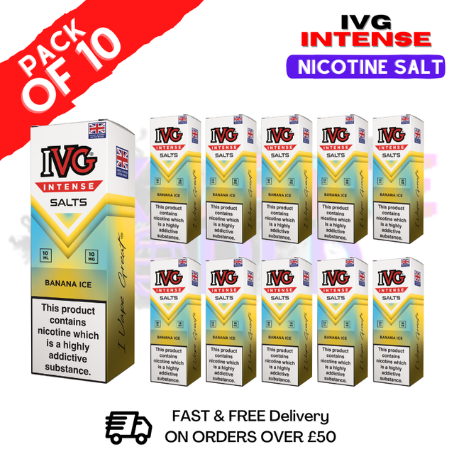 Shop Banana ICE IVG Intense Nic Salt Box Of 10 - UK Vape World