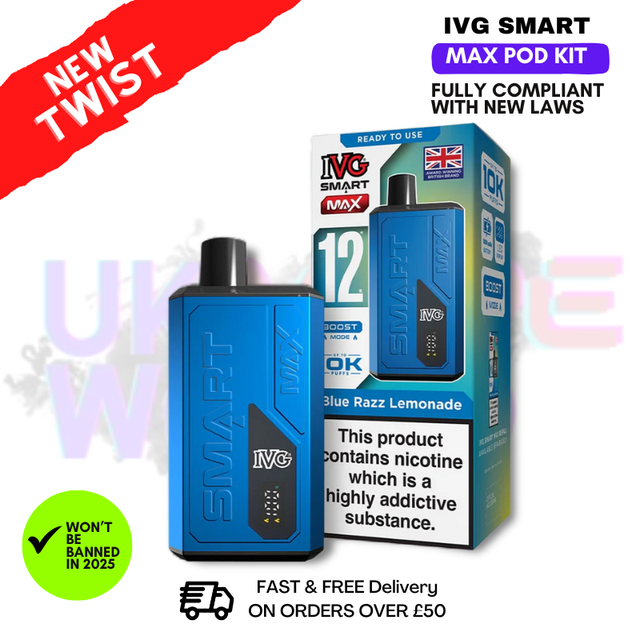 Blue Razz Lemonade IVG Smart Max 10K Puff Prefilled Pod Kit