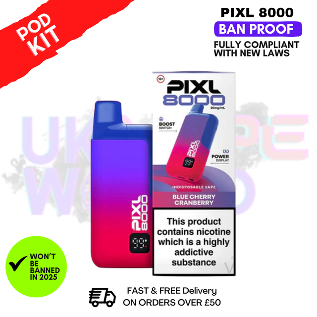 Blue Cherry Cranberry Pixl 8K 8000 Puff Pod Kit