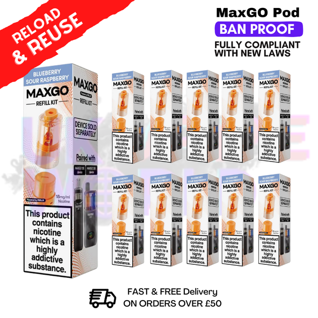 Shop Blue Sour Raspberry MaxGo Replacement Pod Box Of 10 - UK Vape World