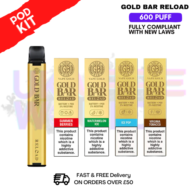 Gold Bar 600 Puff Reload Prefilled Pod Kit