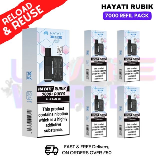 shop Blue Razz GB Hayati Rubik 7K Replacement Pods Box Of 5 - ukvapeworld