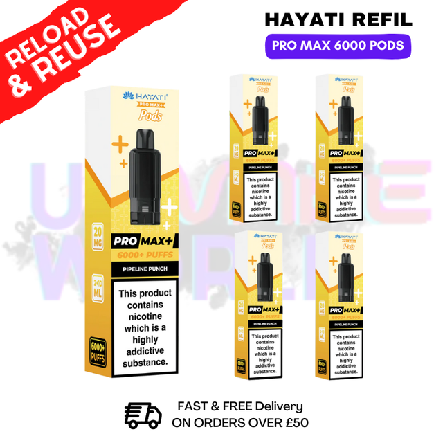 shop Pipeline Punch Hayati ProMax 6K Replacement Pods Box Of 5 - ukvapeworld