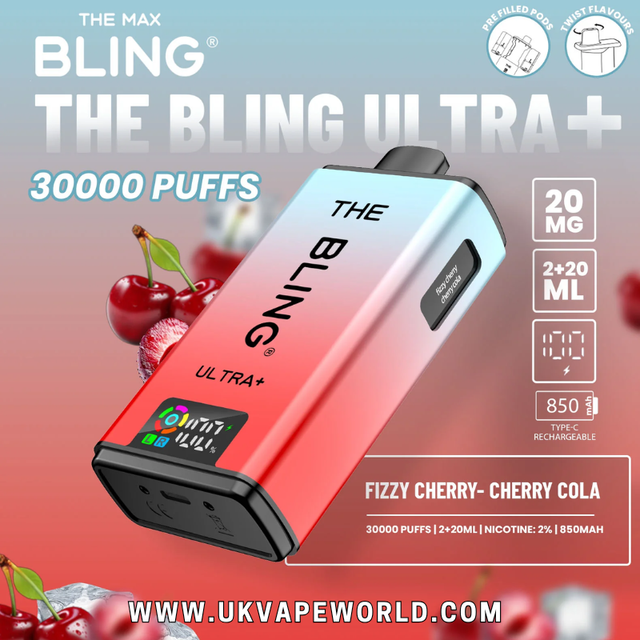 shop Fizzy Cherry/Cherry Cola Bling 30k Ultra Plus Prefilled Pod Kit - ukvapeworld
