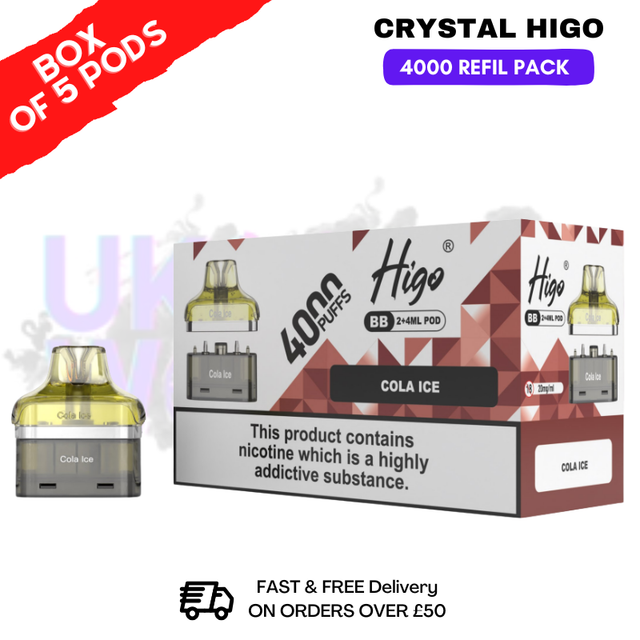 shop Cola ICE Crystal Higo 4000 REFIL Pods BOX OF 5 - ukvapeworld