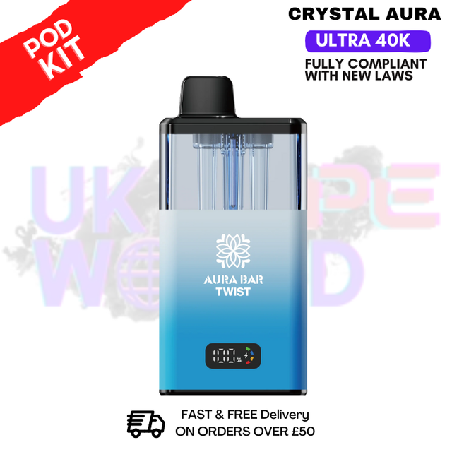 shop Blue Sour Raspberry Crystal AURA 40K Puff Pod Kit - ukvapeworld