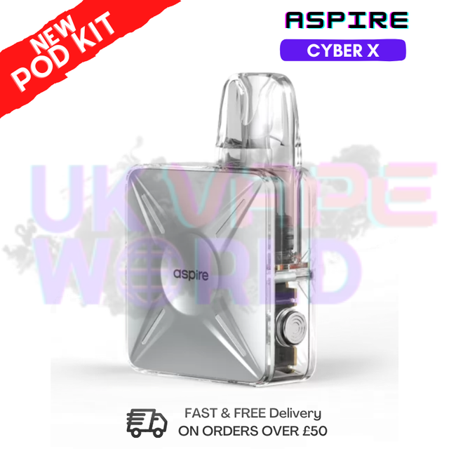 Shop Pearl silver Aspire Cyber X Pod Kit + Free Nicsalt - ukvapeworld