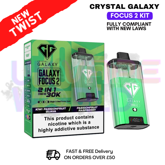 shop Kiwi Passion Fruit Guava Crystal Galaxy 30K Focus 2 Puff Kit - ukvapeworld