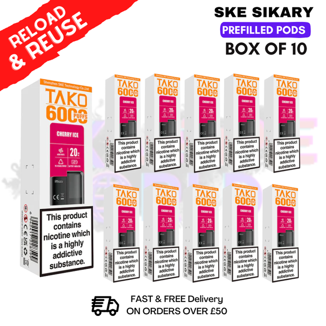 shop Cherry ICE SKE Sikary 6K Replacement Pods Box Of 10 - ukvapeworld