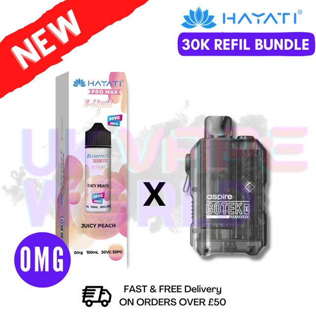 Juicy Peach Hayati 30K Puff Zero Nicotine Vape Kit - ukvapeworld
