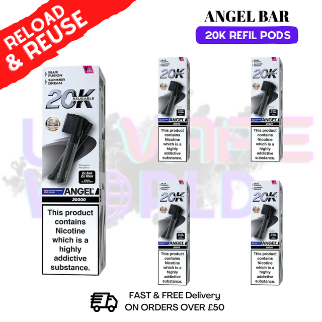 Black Edition Angel Bar 20K REPLACEMENT PODS Box Of 5 - UK Vapeworld