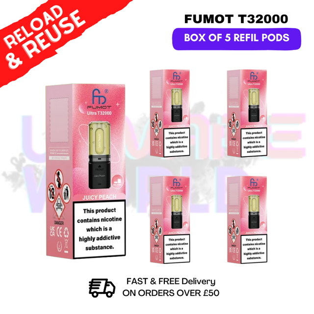 Juicy Peach Fumot T32000 REPLACEMENT PODS - BOX OF 5 - UKVAPEWORLD