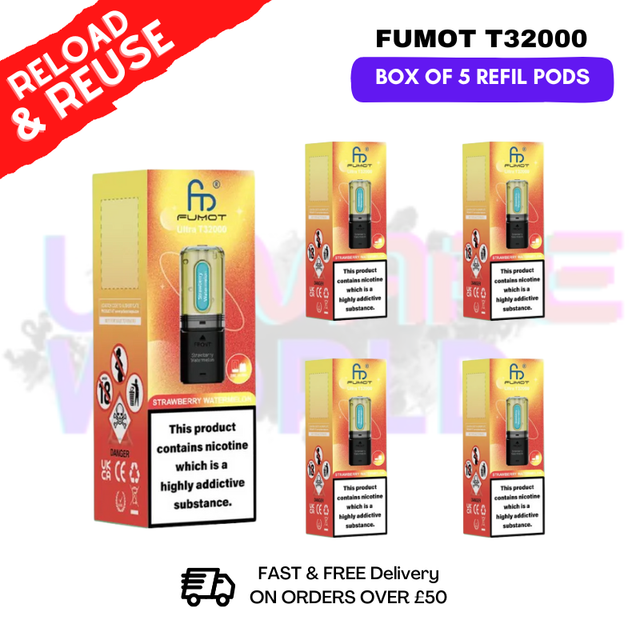 Strawberry Watermelon Fumot T32000 REPLACEMENT PODS - BOX OF 5 - UKVAPEWORLD