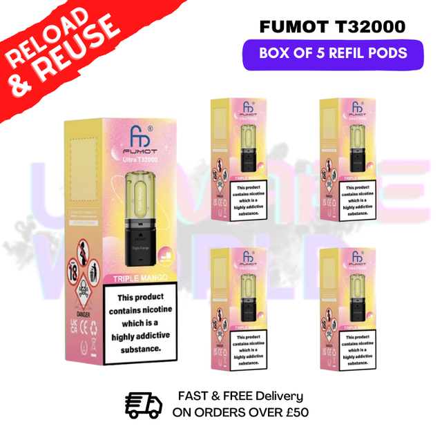Triple Mango Fumot T32000 REPLACEMENT PODS - BOX OF 5 - UKVAPEWORLD