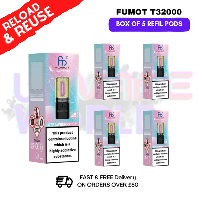 Strawberry ICE Fumot T32000 REPLACEMENT PODS - BOX OF 5