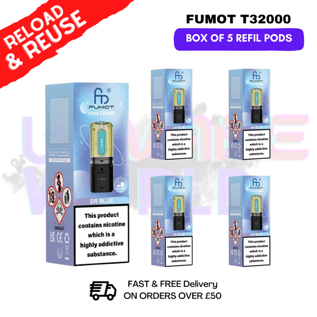 Dr Blue Fumot T32000 REPLACEMENT PODS - BOX OF 5 - UKVAPEWORLD