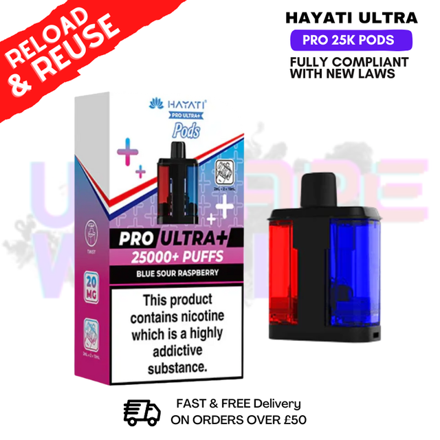 Blue Sour Raspberry Hayati 25K REFIL Pack Replacement Pods - ukvapeworld