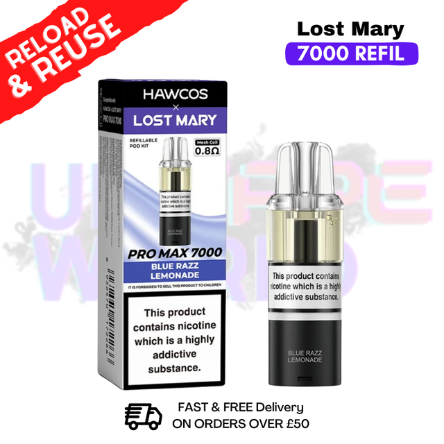 Blue Razz Lemonade Lost Mary 7K 7000 Puff Replacement Pods - ukvapeworld