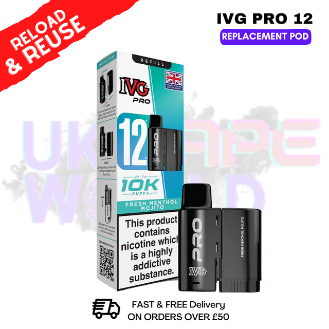 Fresh Menthol Mojito IVG Pro 12 REFIL Pod Pack - ukvapeworld