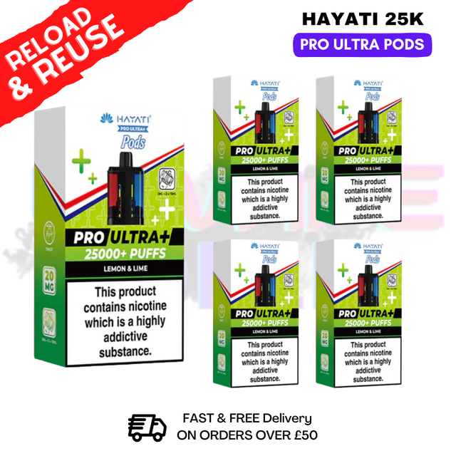 Hayati 25K Lemon Lime Replacement Pods Box Of 5 - ukvapeworld