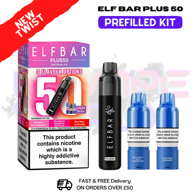 Raspberry Edition Elf Bar 50K Puff Plus Kit - Only £9.98 - ukvapeworld