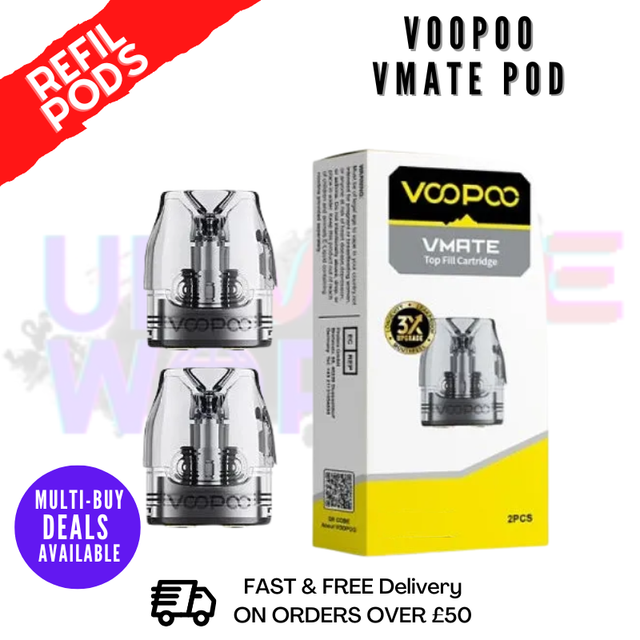 Shop VooPoo Vmate Replacement Pods [Pack Of 2] - ONLY £4.39 - UK Vape World
