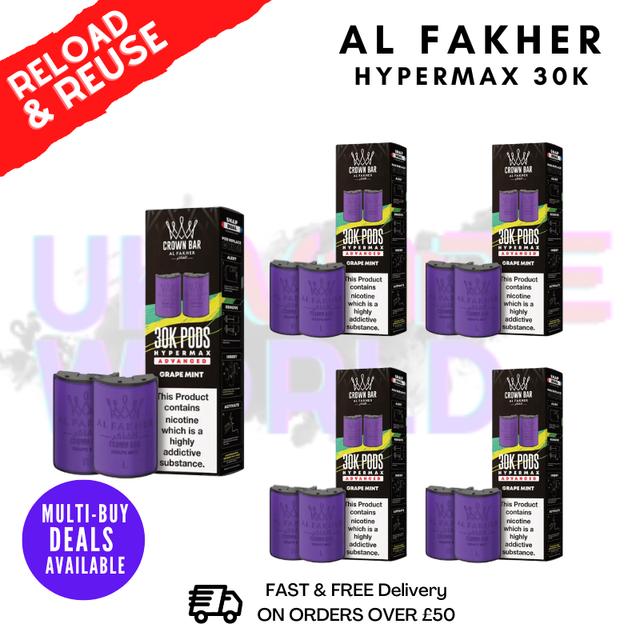 Grape Mint AL Fakher 30K Box Of 5 Replacement Pods - ukvapeworld