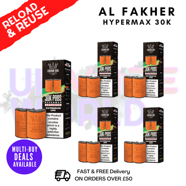 Watermelon Lime AL Fakher 30K Box Of 5 Replacement Pods - ukvapeworld