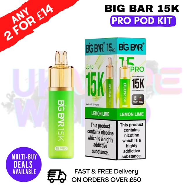 Lemon Lime Big Bar 15K Prefilled Pod Kit - £7.89