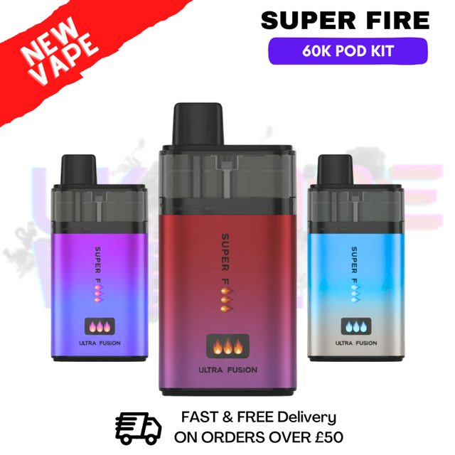 SuperFire 60K Ultra Fusion 60000 Puff Bar Twist Pod Kit - £10.99