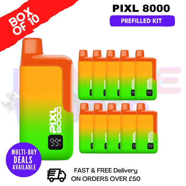Sour Pineapple Mango pixl 8000 Kits Box Of 10 - ukvapeworld