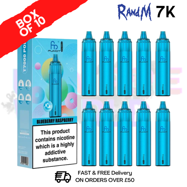 Blueberry Raspberry RandM 7000 Puff T7000 Box Of 10 - ukvapeworld