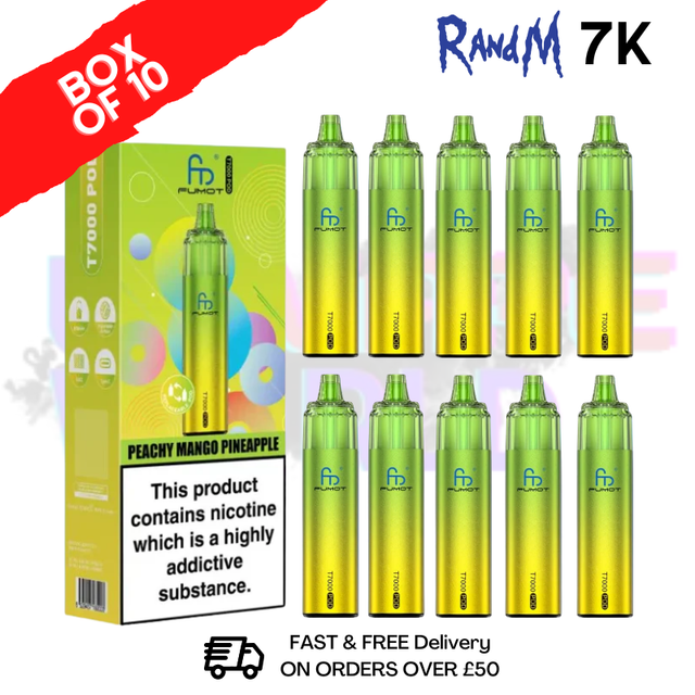 Peachy Mango Pineapple RandM 7000 Puff T7000 Box Of 10 - ukvapeworld
