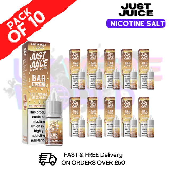 ICE Caramel Macchiato Just Juice Nic Salt Box Of 10 - ONLY £17.99 - ukvapeworld