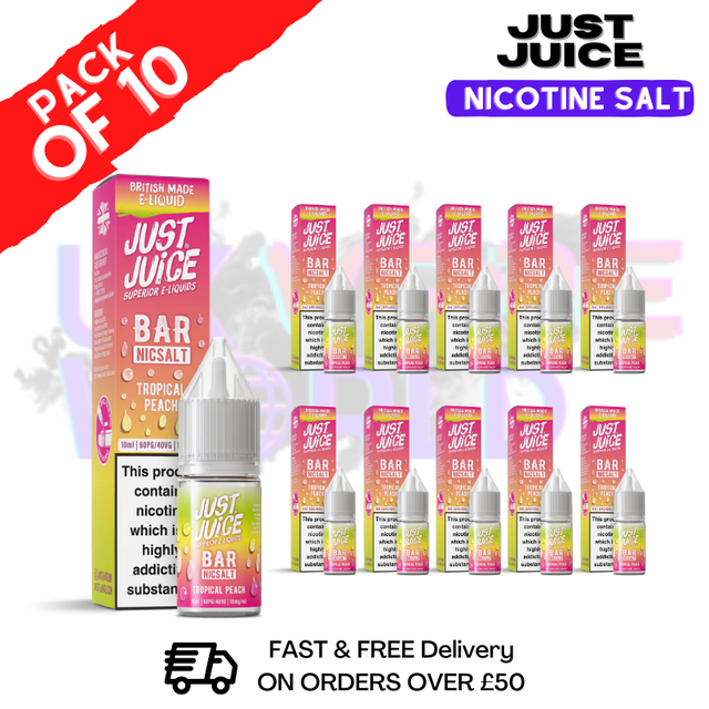 Tropical Peach Just Juice Nic Salt Box Of 10 - ONLY £17.99