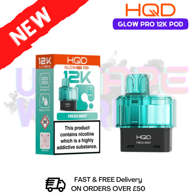 Fresh Mint HQD Glow Pro 12K Puff Replacement Pods - ukvapeworld