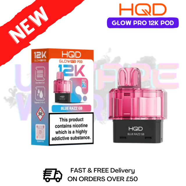 Blue Razz GB HQD Glow Pro 12K Puff Replacement Pods - ukvapeworld