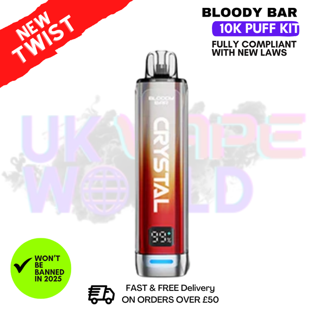 Bloody Bar Crystal Strawberry Ice 10K Puff Pod Kit