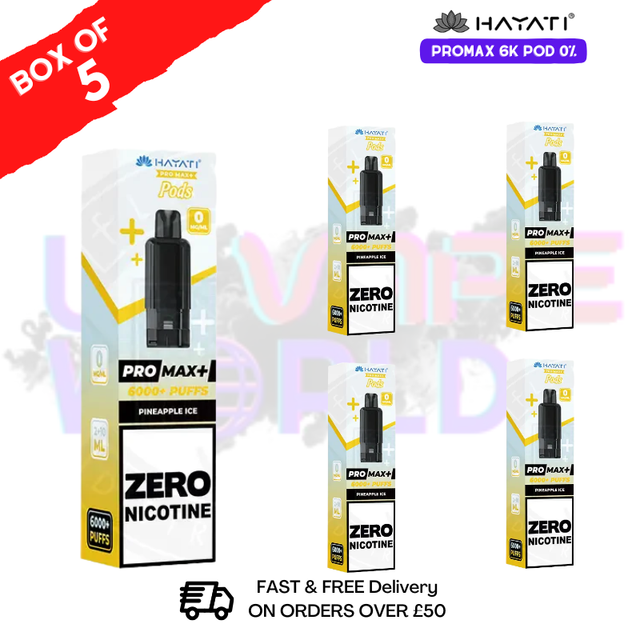Pineapple Ice Hayati Pro Max 6000 ZERO NICOTINE Box of 5